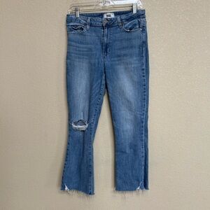 Paige Rory Crop Flare Destructed Raw Hem Jeans Women’s 30 Light Wash Ariza Crop